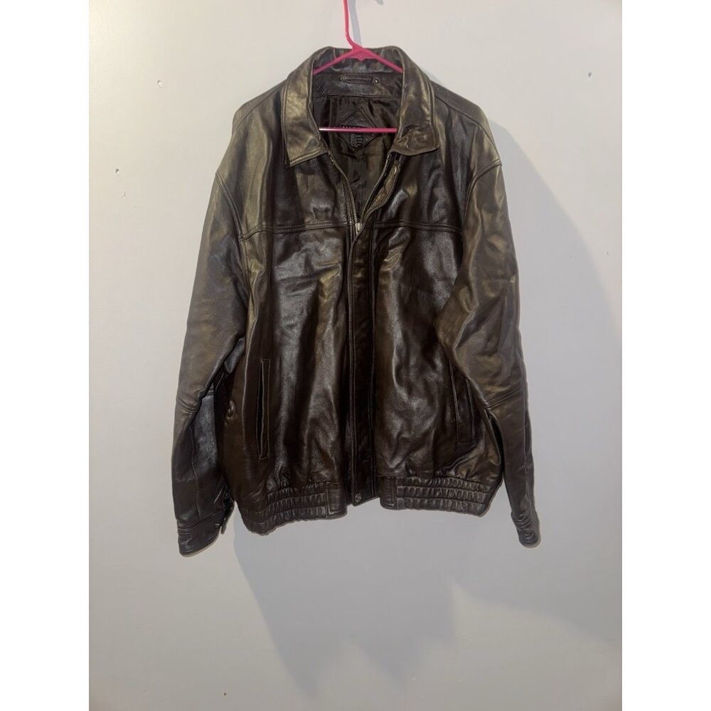 Men’s Massini dark brown leather coat size 2XL